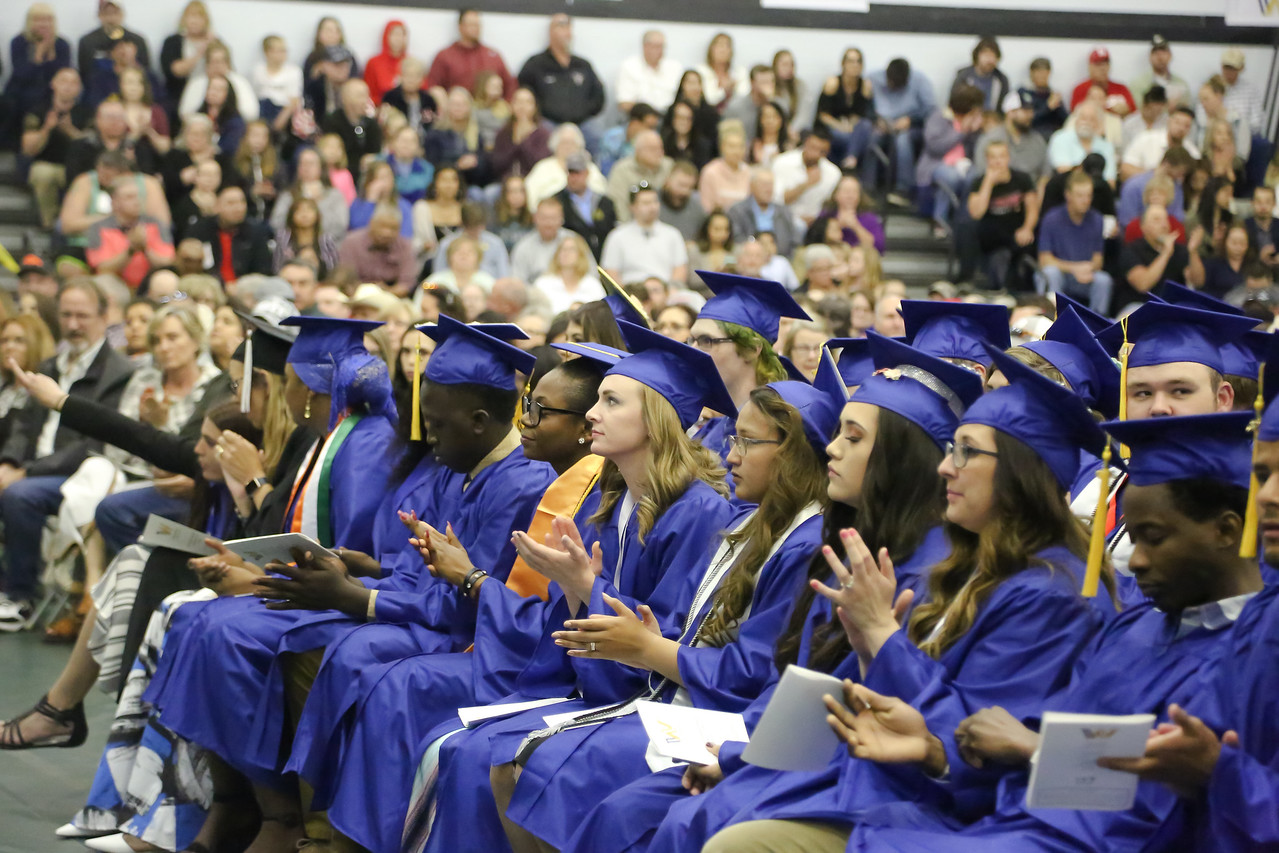 Students sitting at graduation 